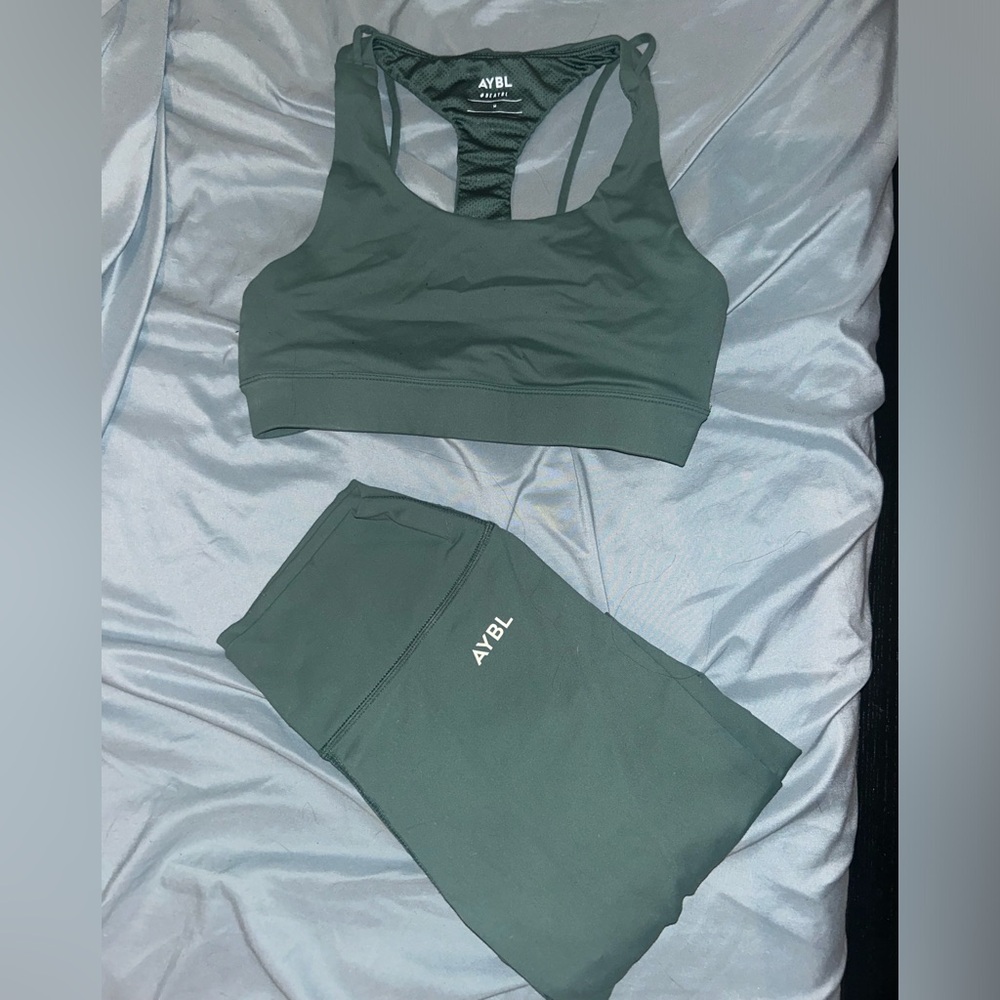 AYBL Green Leggings and Sports Bra Set
